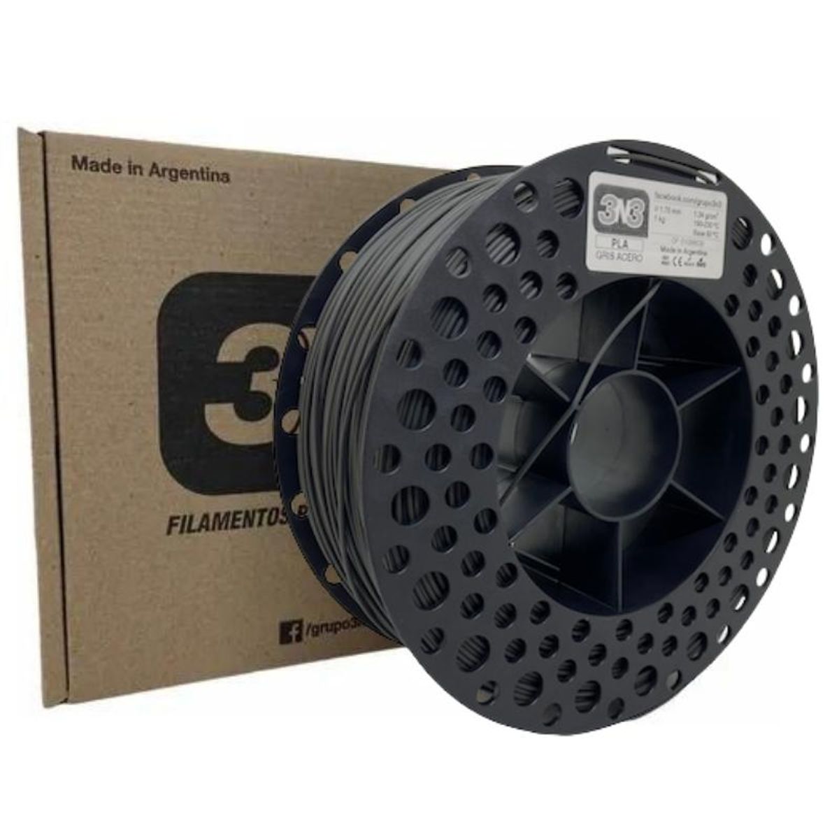 3N3 - Filamento 3D Pla 3n3 1kg 175mm Gris Acero