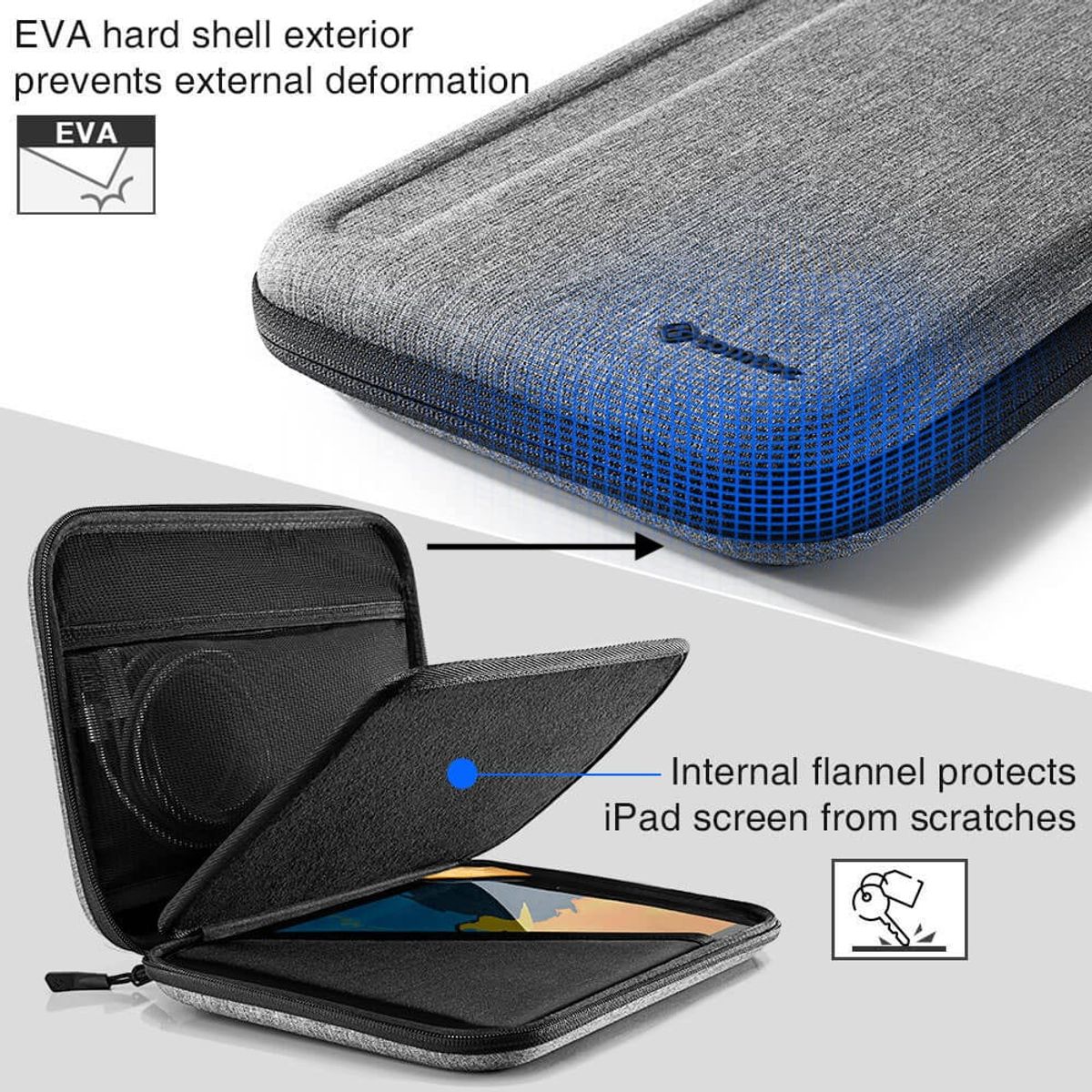 TOMTOC - iPad Portfolio Case 11 - Gris