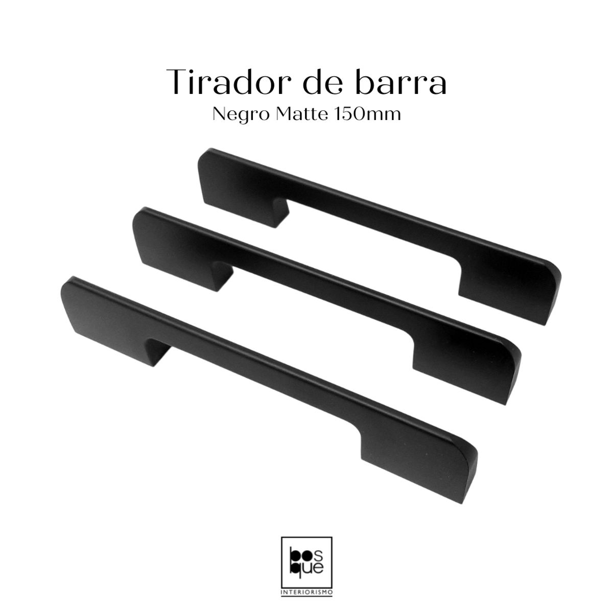 CASAS DEL BOSQUE - TIRADOR NEGRO MATTE 150MM - 10 unidades