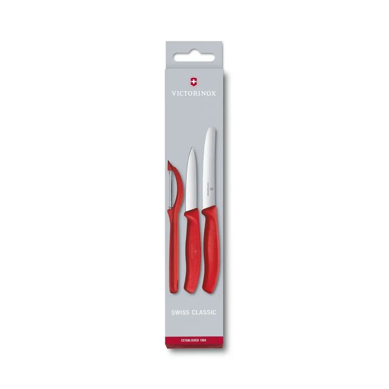 VICTORINOX - Cuchillos mondadores Swiss Classic 3 piezas Rojo Victorinox