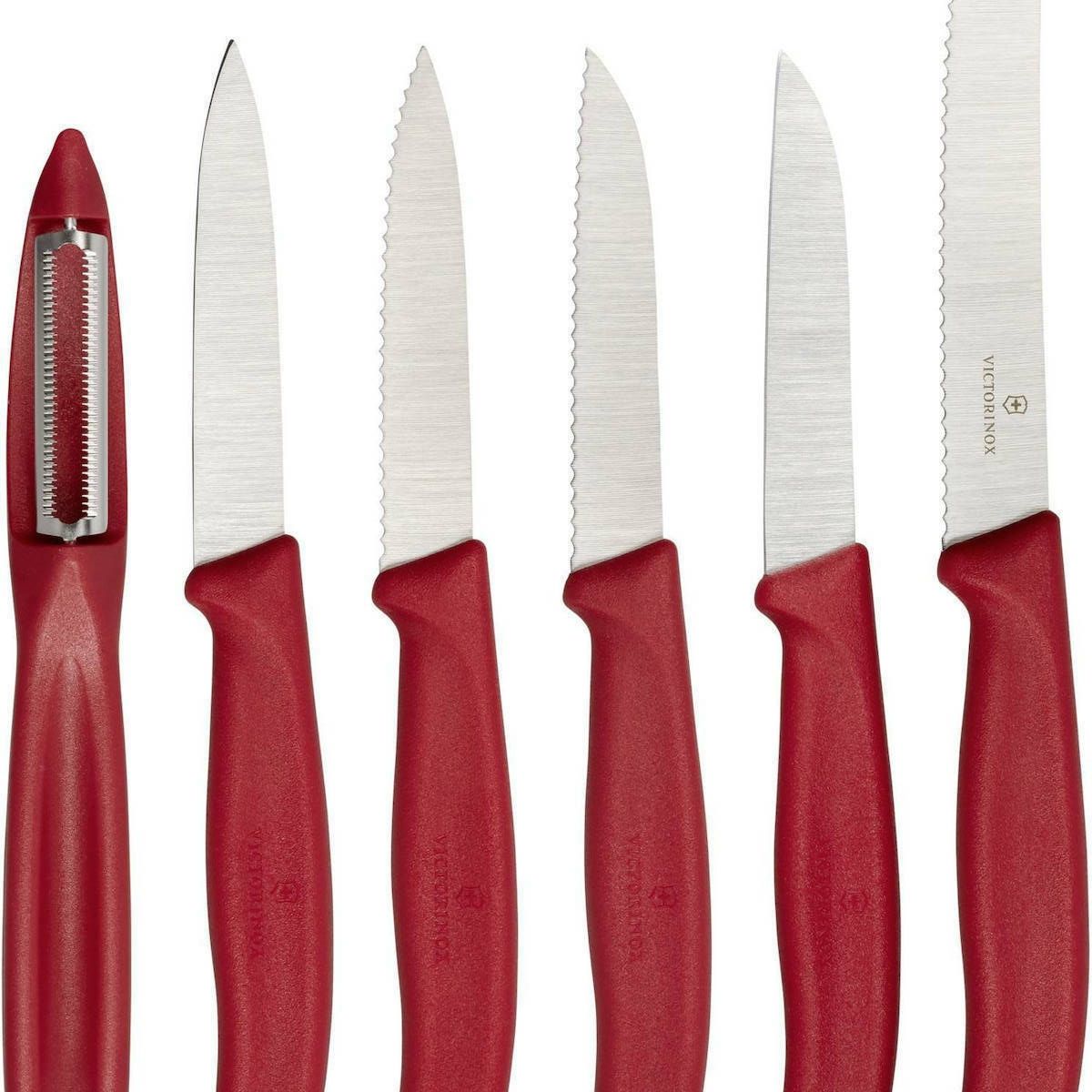VICTORINOX - Cuchillos mondadores Swiss Classic Rojo 6 piezas Victorinox