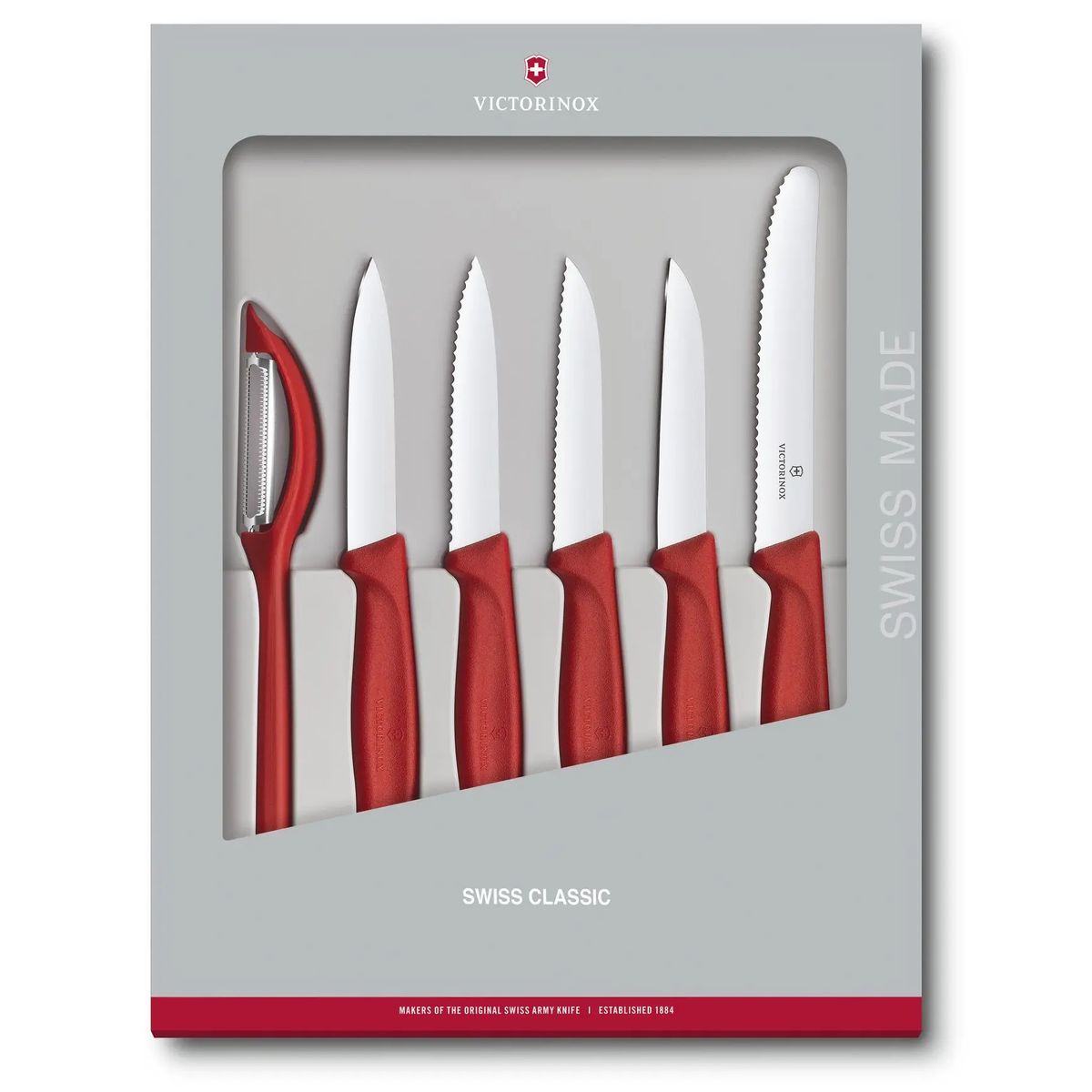 VICTORINOX - Cuchillos mondadores Swiss Classic Rojo 6 piezas Victorinox
