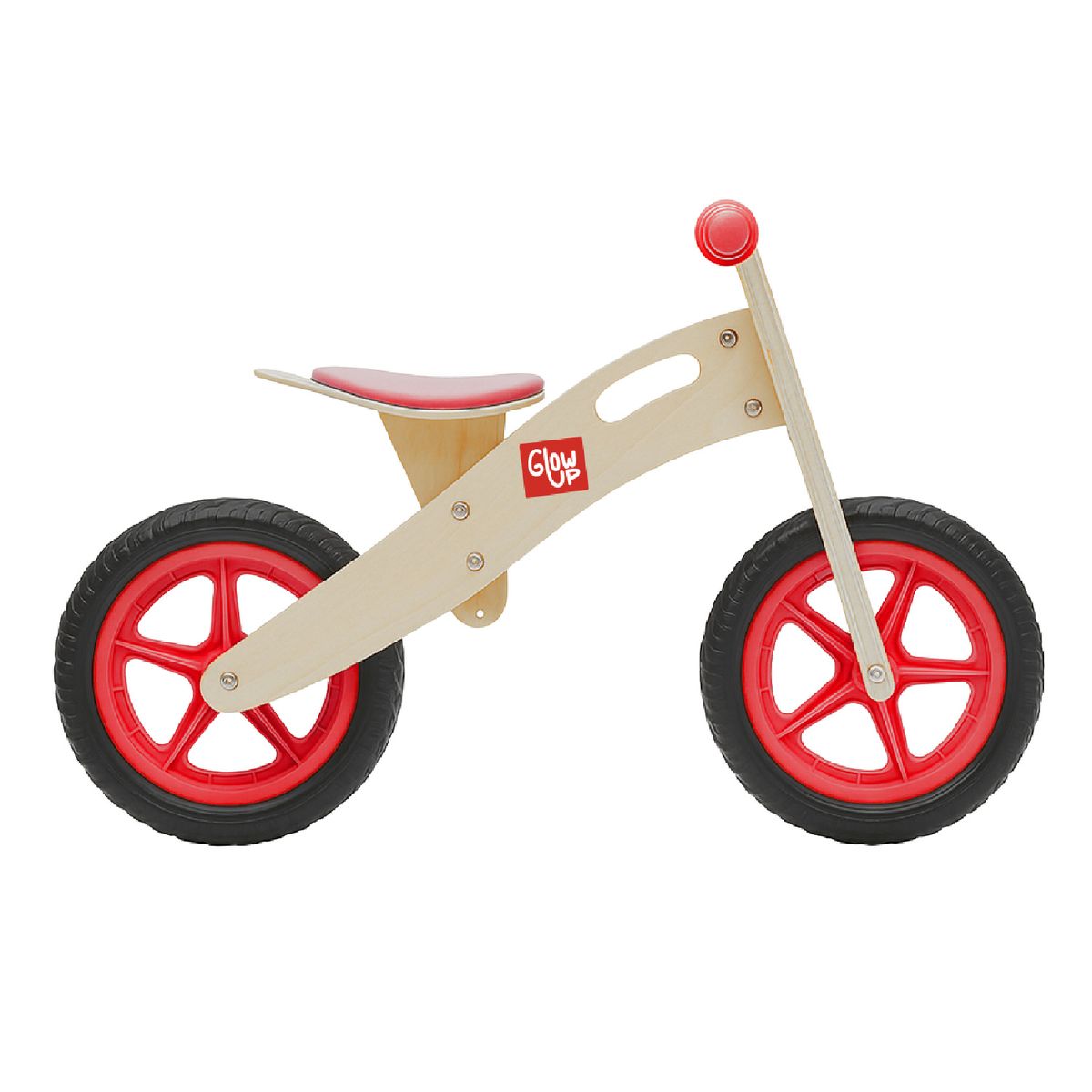 GLOWUP - Bicicleta infantil aprendizaje de madera Rojo 2 a 6 años