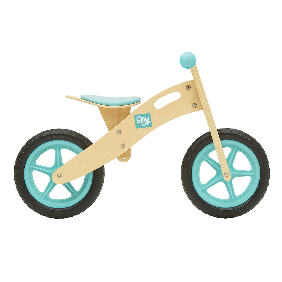 GLOWUP - Bicicleta infantil aprendizaje de madera Celeste 2 a 6 años