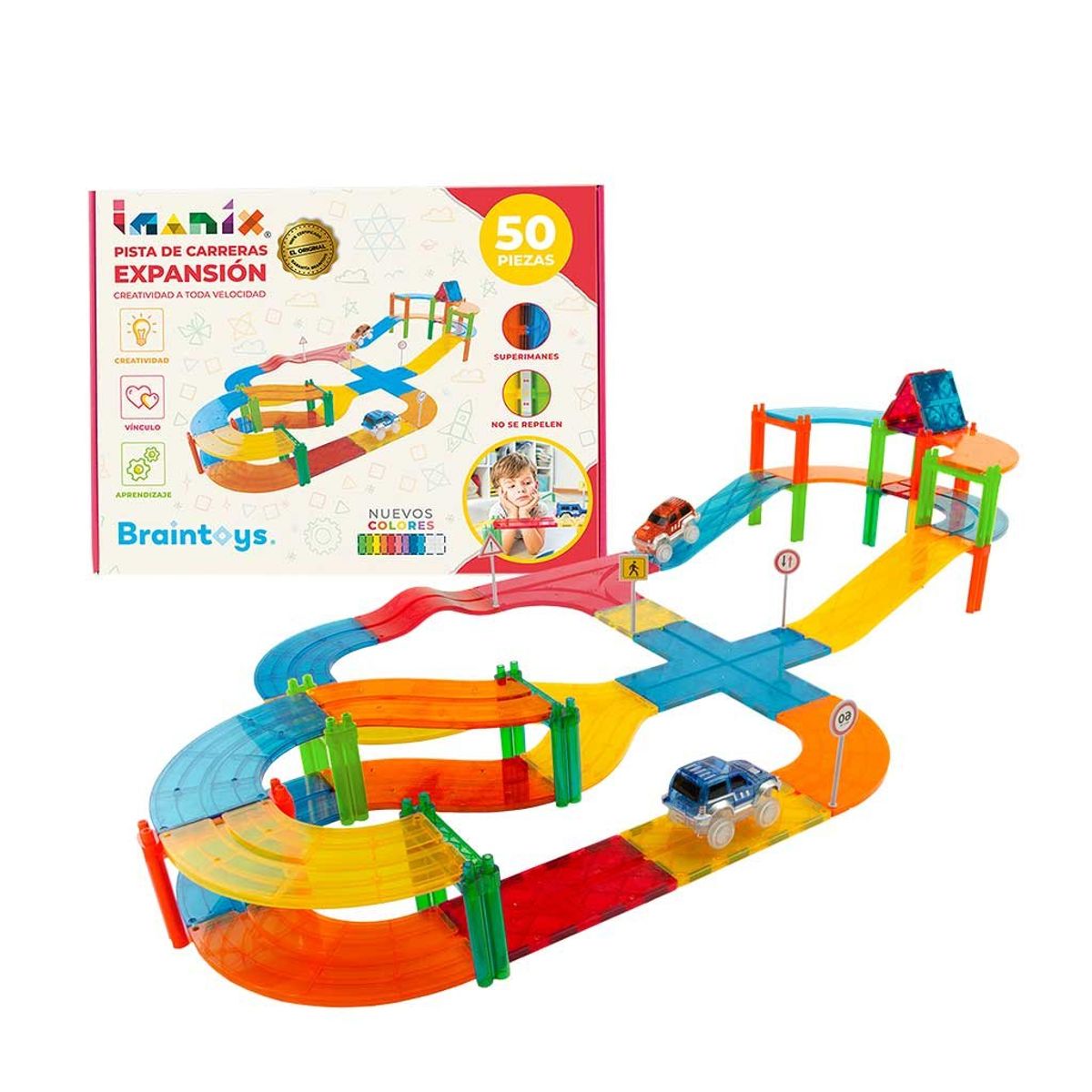 IMANIX - Imanix Pista de Carreras 50 Piezas Magnéticas