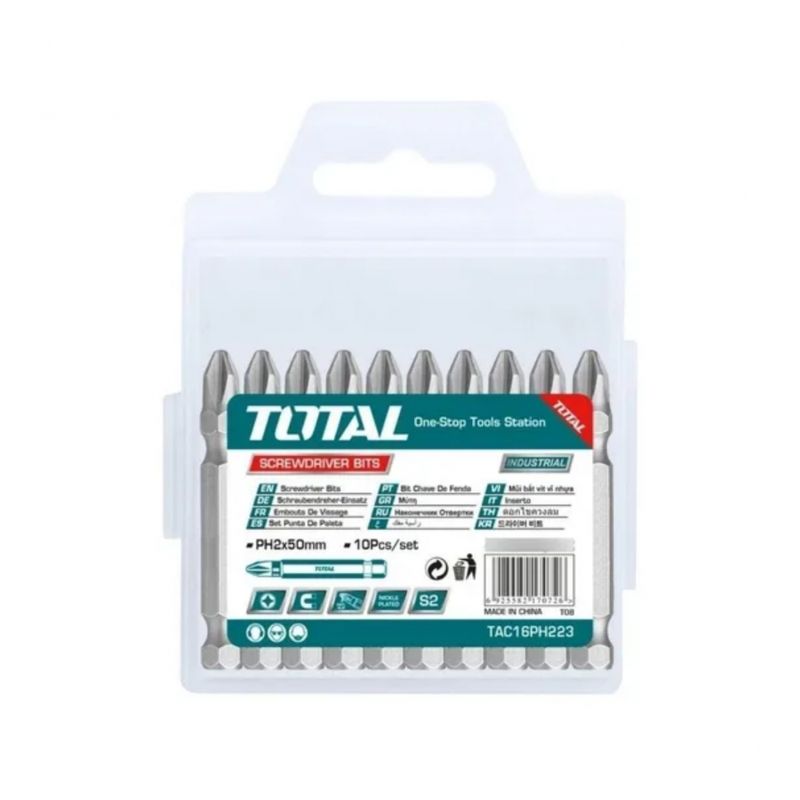 TOTAL TOOLS - Juego Punta Destornillador Por 10Pcs Ph2 65Mm