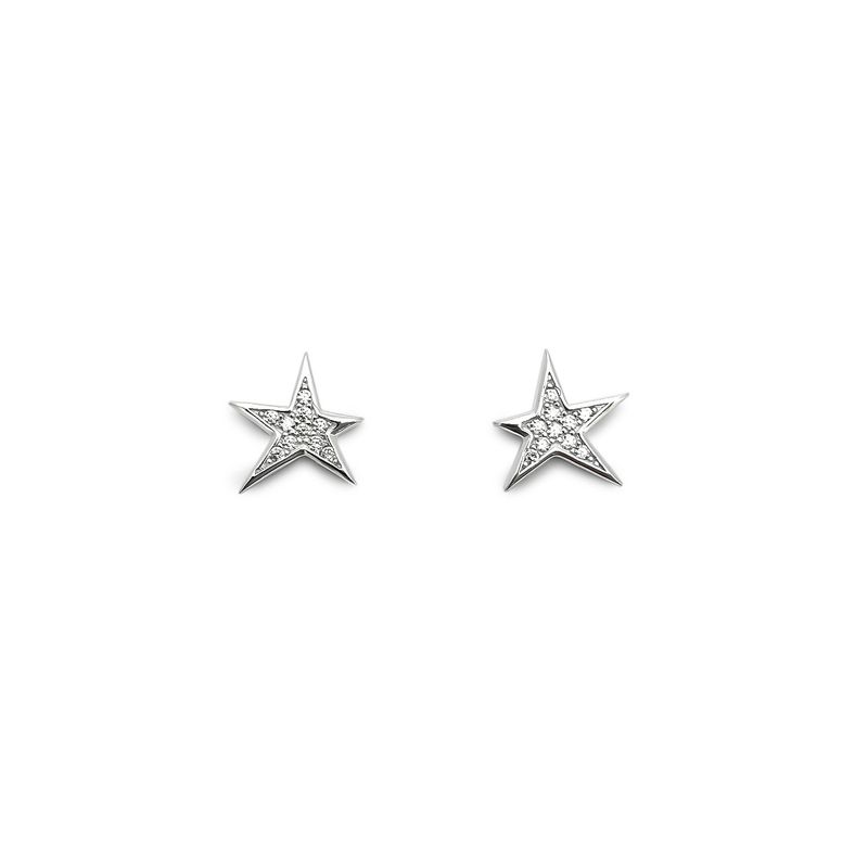 ANDREA COGGIOLA JOYAS - Aros Estrellas Circón 11mm Plata Fina 925