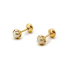 ANDREA COGGIOLA JOYAS - Aros Bebé Perla Sintética 4mm Enchapado Oro 18K