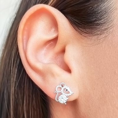 Imagen 2 del producto Aros Ratón Circón Plata Fina 925