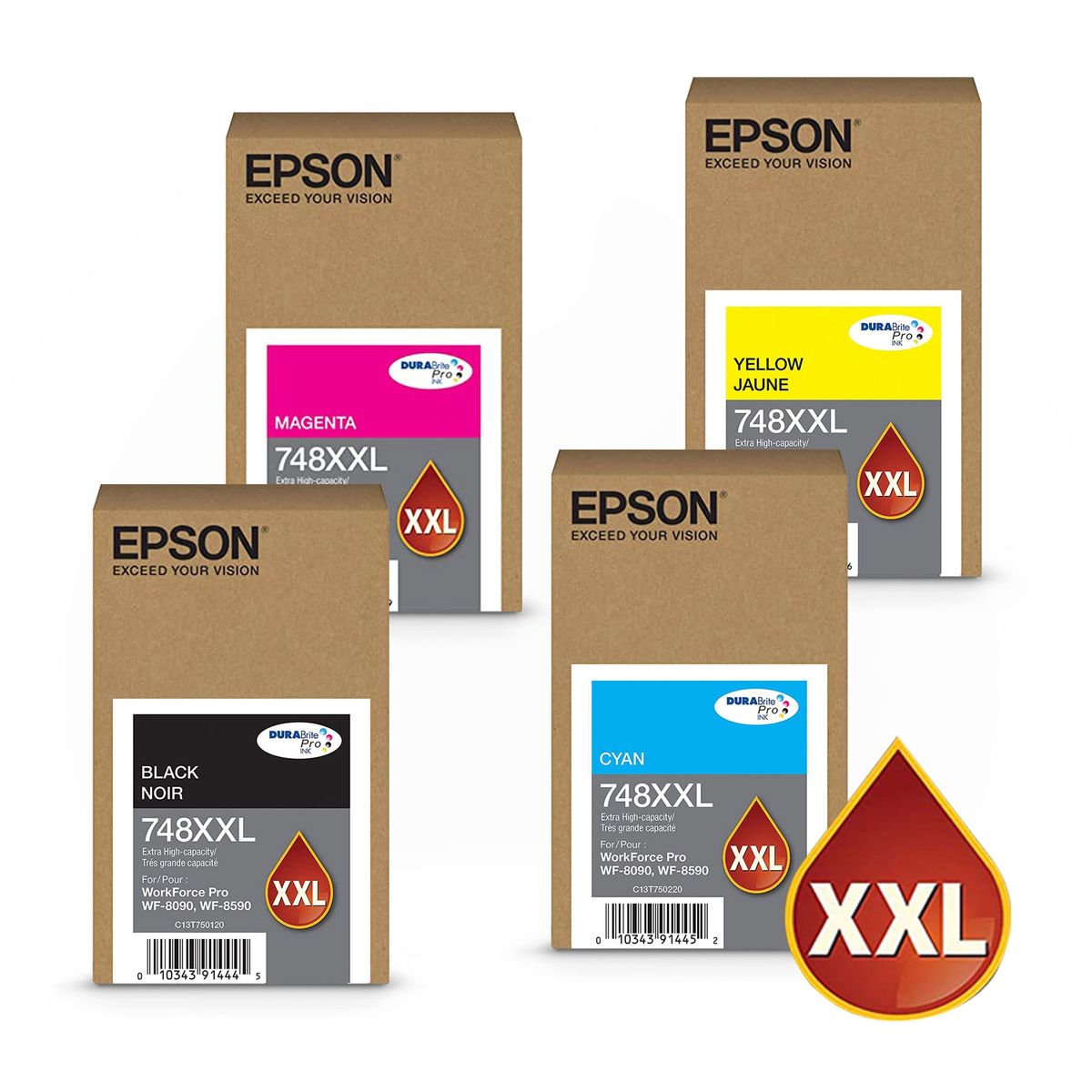 EPSON - 4 Tintas Epson T748xxl Bcmy Wf Pro 6090 6590 8090 8590 C/iva