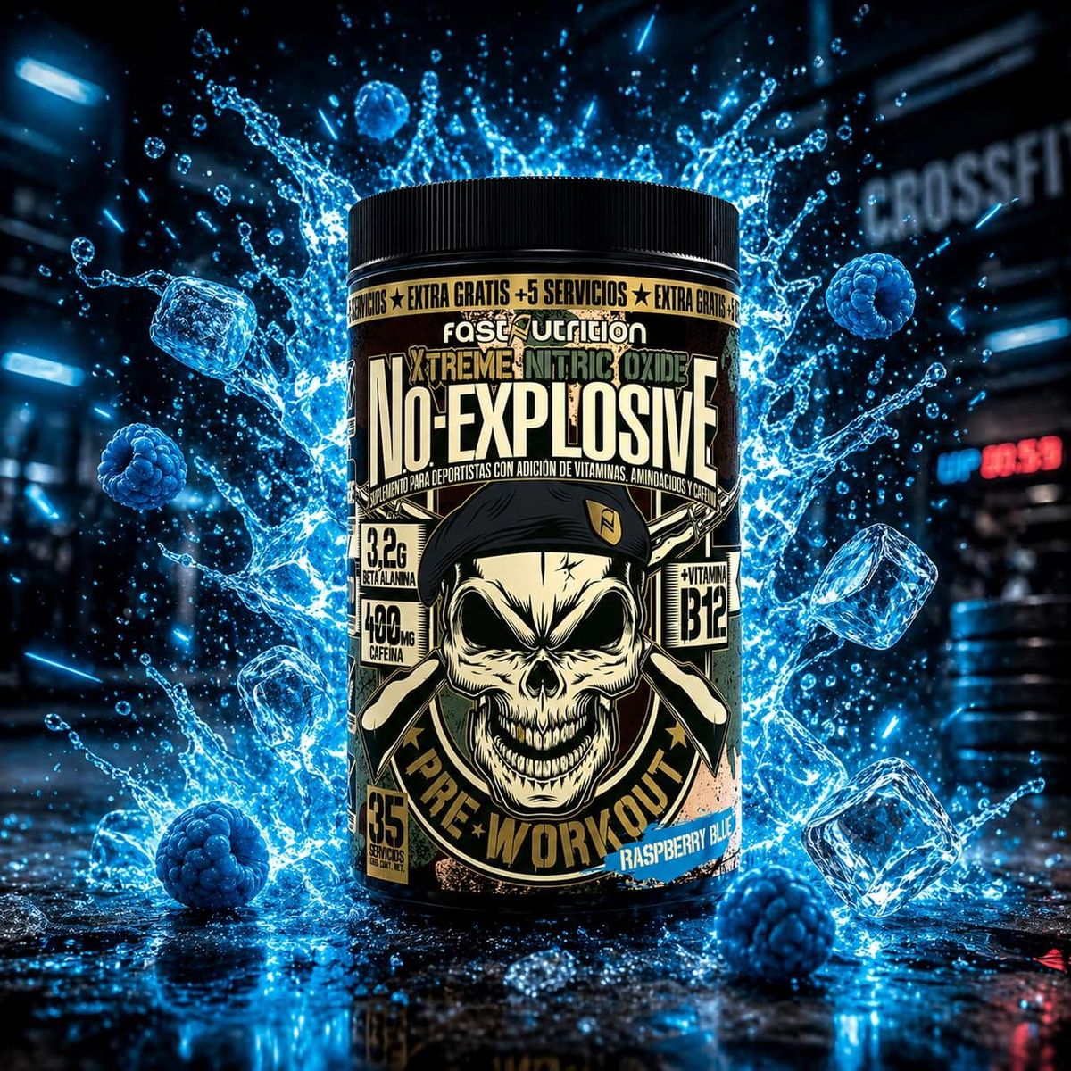 SUPRALABS - Pre Workout N.O. Explosive Blue RaspBerry 35 Serv - Fast Nutrition