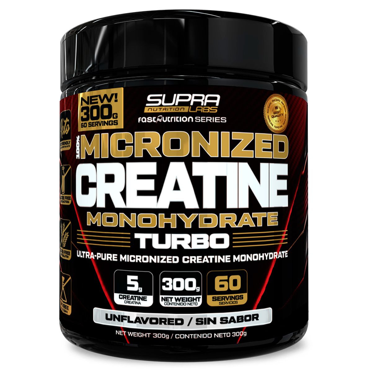 SUPRALABS - Creatina Monohidratada Turbo 300g / 60 servicios Fast Nutrition
