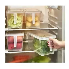 GENERICO - Organizador Refrigerador Transparente Con Tapa Y Mango.