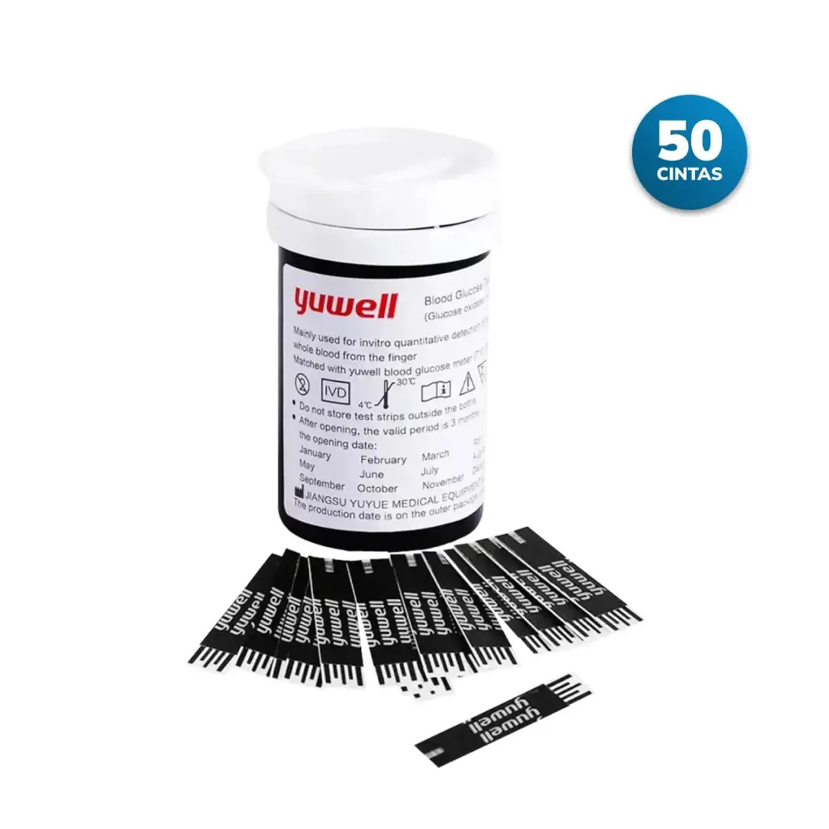 YUWELL - Tiras Reactivas (Cintas) para Glucómetro Yuwell 582 - 50 Unidades