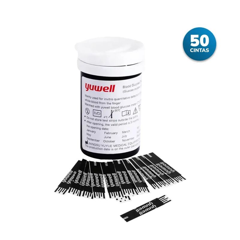 YUWELL - Tiras Reactivas (Cintas) para Glucómetro Yuwell 582 - 50 Unidades