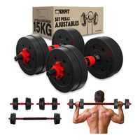 Set Mancuernas Y Barra Unibles 15kg Fitness Pesas Ajustables