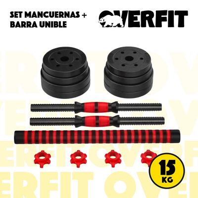 Imagen 2 del producto Set Mancuernas Y Barra Unibles 15kg Fitness Pesas Ajustables