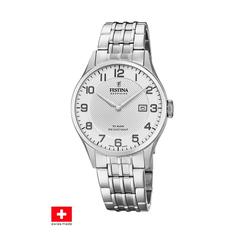 FESTINA SWISS - Reloj F20005/1 Festina Swiss Plateado Hombre Swiss Made