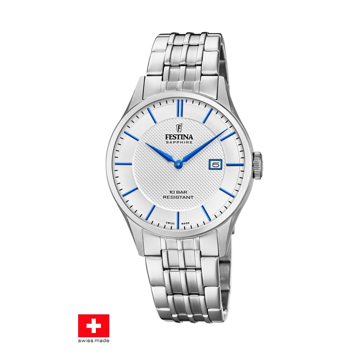 FESTINA SWISS - Reloj F20005/2 Festina Swiss Plateado Hombre Swiss Made