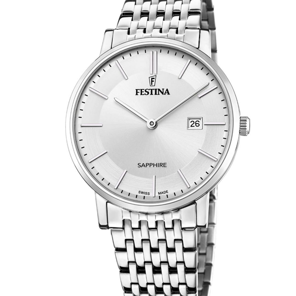 FESTINA SWISS - Reloj F20018/1 Festina Swiss Plateado Hombre Swiss Made