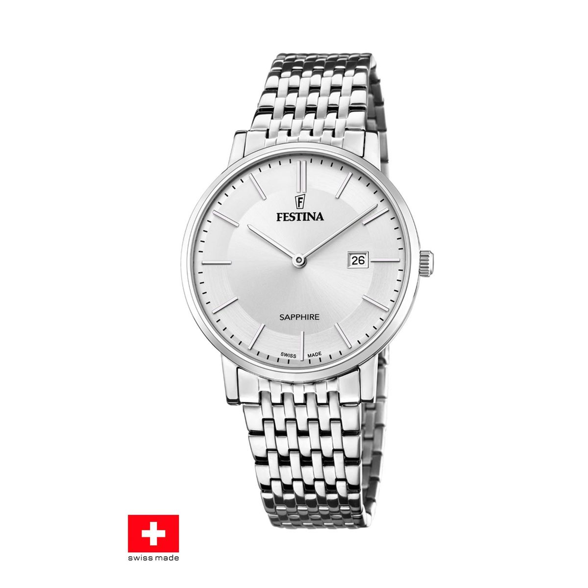 FESTINA SWISS - Reloj F20018/1 Festina Swiss Plateado Hombre Swiss Made