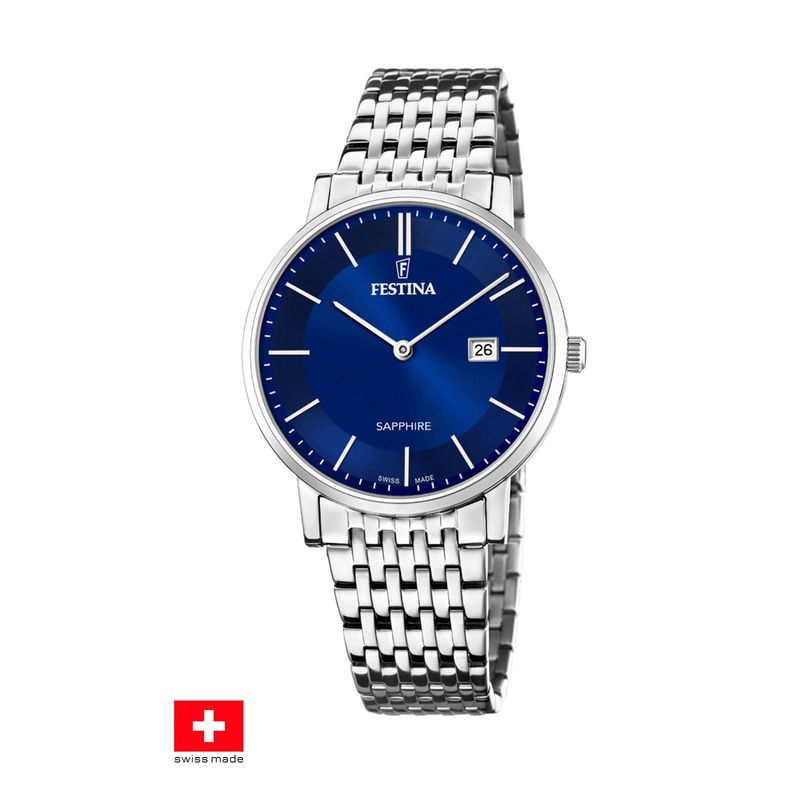 FESTINA SWISS - Reloj F20018/2 Festina Swiss Azul Hombre Swiss Made