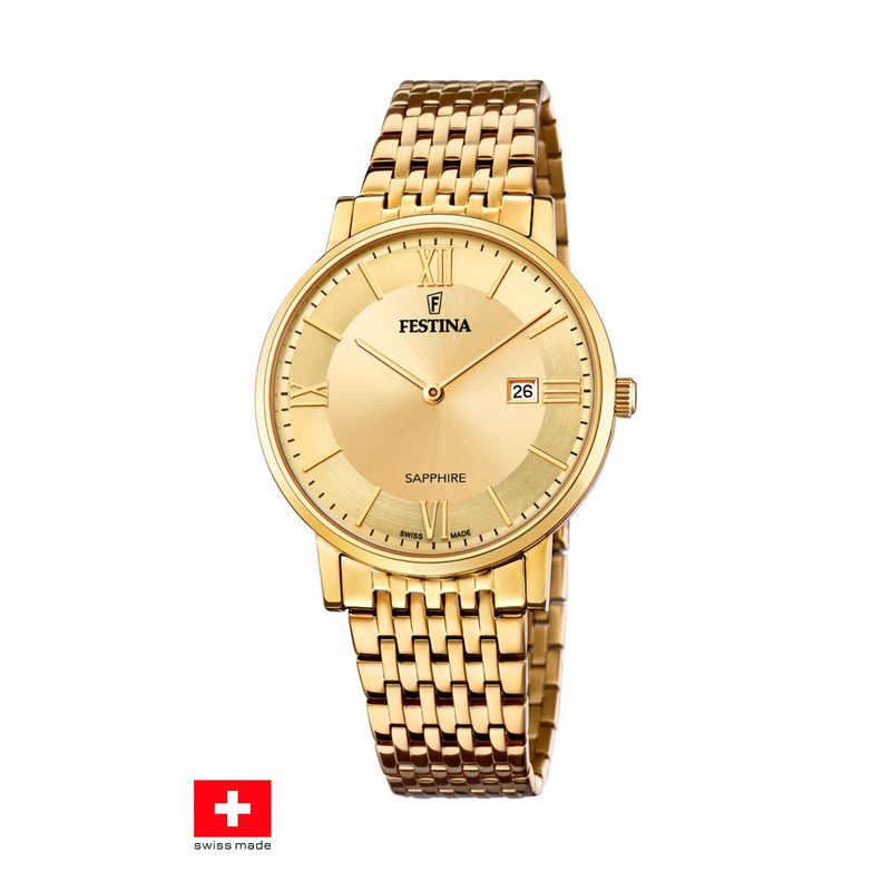 FESTINA SWISS - Reloj F20020/2 Festina Swiss Dorado Hombre Swiss Made