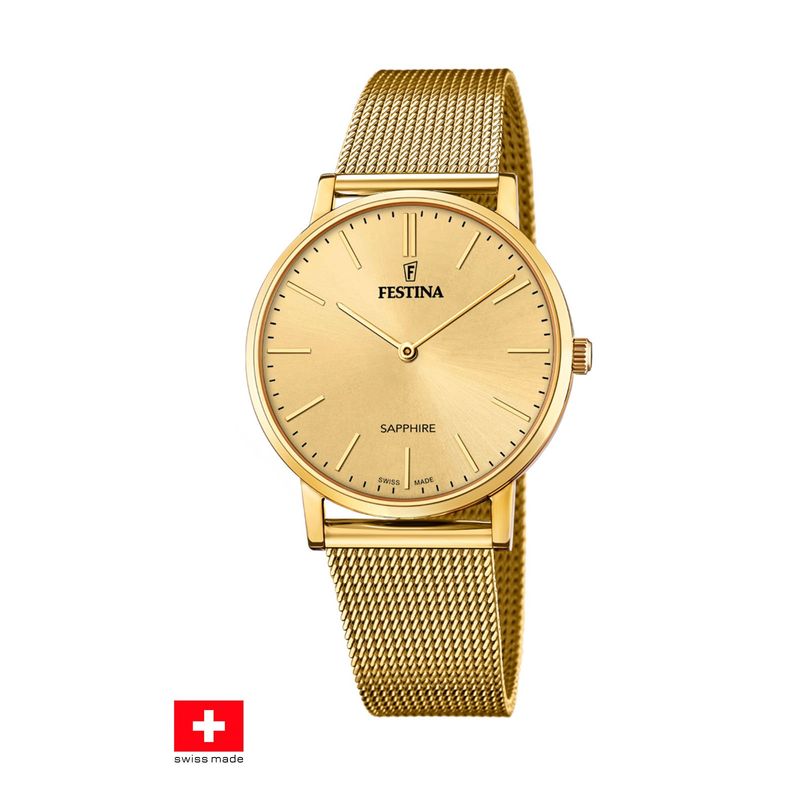FESTINA SWISS - Reloj F20022/2 Festina Swiss Dorado Hombre Swiss Made