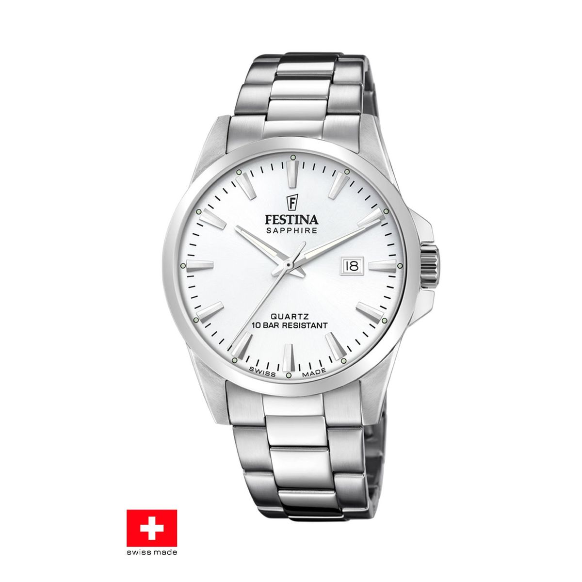 FESTINA SWISS - Reloj F20024/2 Festina Swiss Plateado Hombre Swiss Made