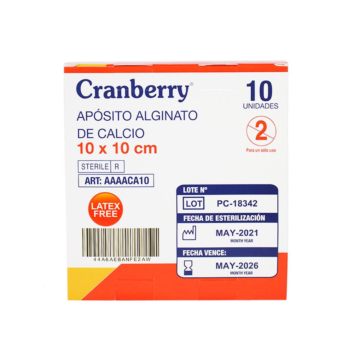 CRANBERRY - Apósito Alginato De Calcio 10x10 Cm - Pack De 5 Unidades