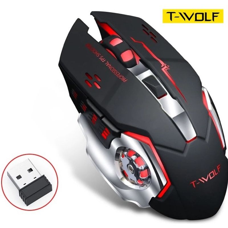 GENERICO - Mouse Gamer Inalámbrico Usb Recargable Led T-wolf