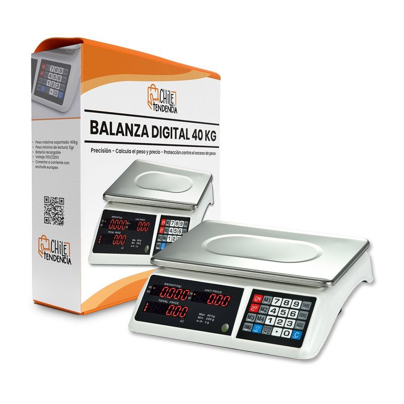 CHILE TENDENCIA - Balanza Digital Pesa Romana Recargable Negocios 40 kilos