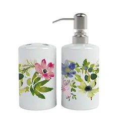 PAPER HOME - Set de baño Cerámica diseño flores 2 piezas Paper-Home