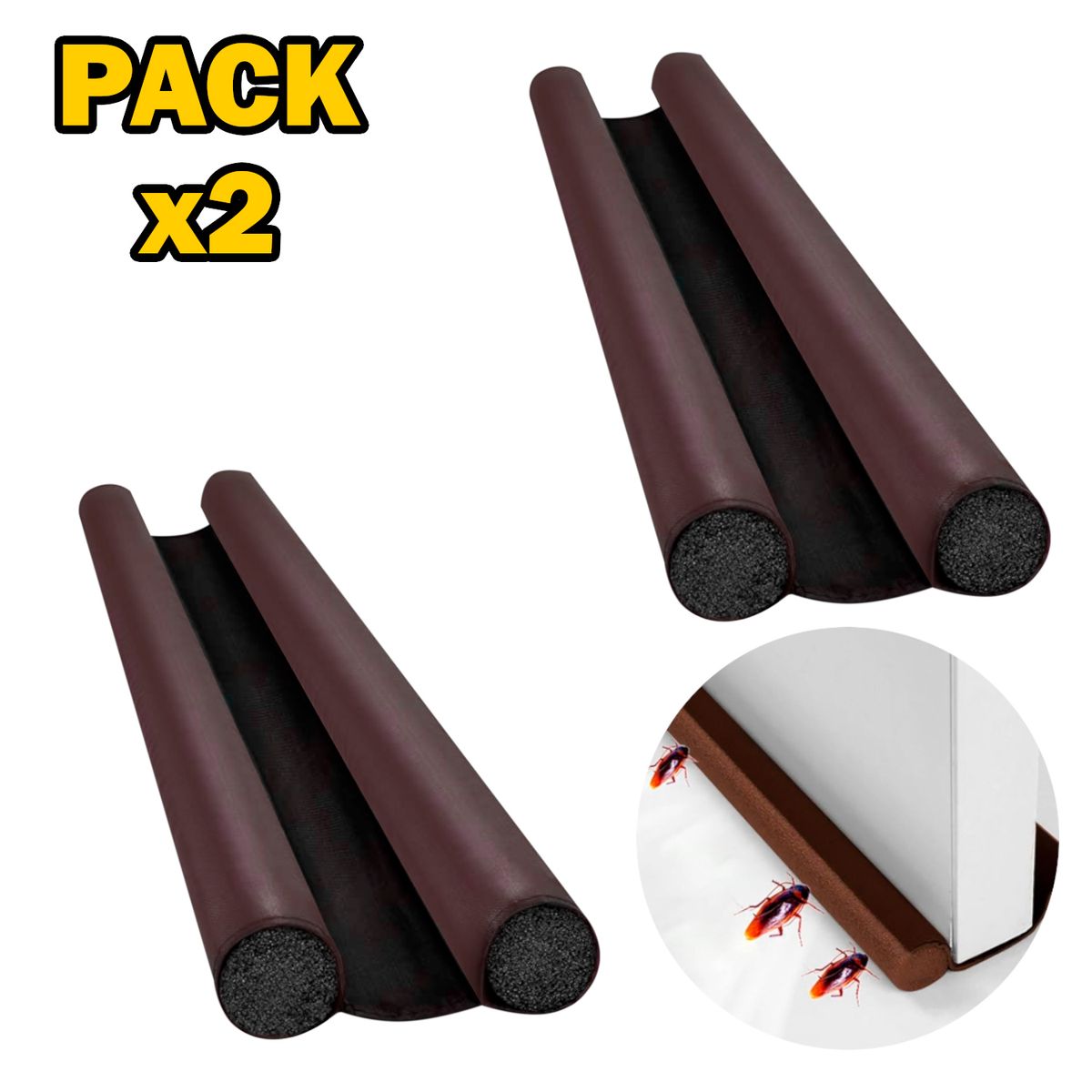 GENERICO - Pack X2 Aislante De Temperatura Cubre Puertas Anti Bichos Insectos