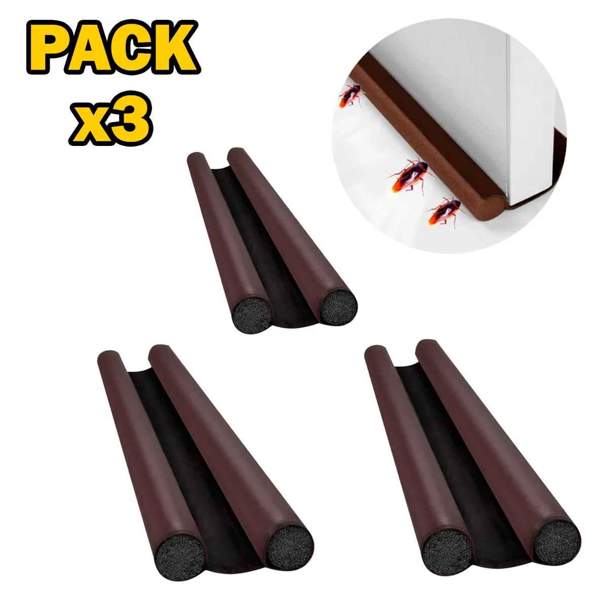 GENERICO - Pack X3 Aislante De Temperatura Cubre Puertas Anti Bichos Insectos