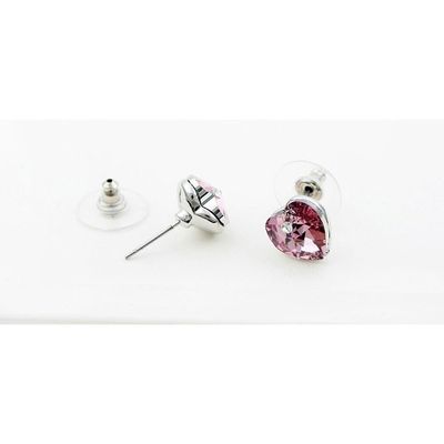 Imagen 2 del producto Collar Aros Corazón Swarovski Plata 925 Rosado Regalo Mujer