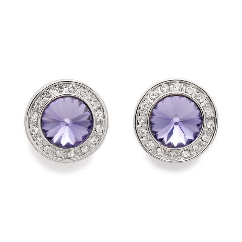 GENERICO - Aros Lila Swarovski Cristales Austriacos Plata Redondos Morado