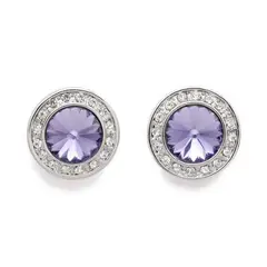 GENERICO - Aros Lila Swarovski Cristales Austriacos Plata Redondos Morado