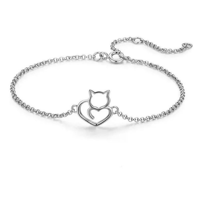 GENERICO - Pulsera Gato Plata 925 Gatito Adorable Mujer