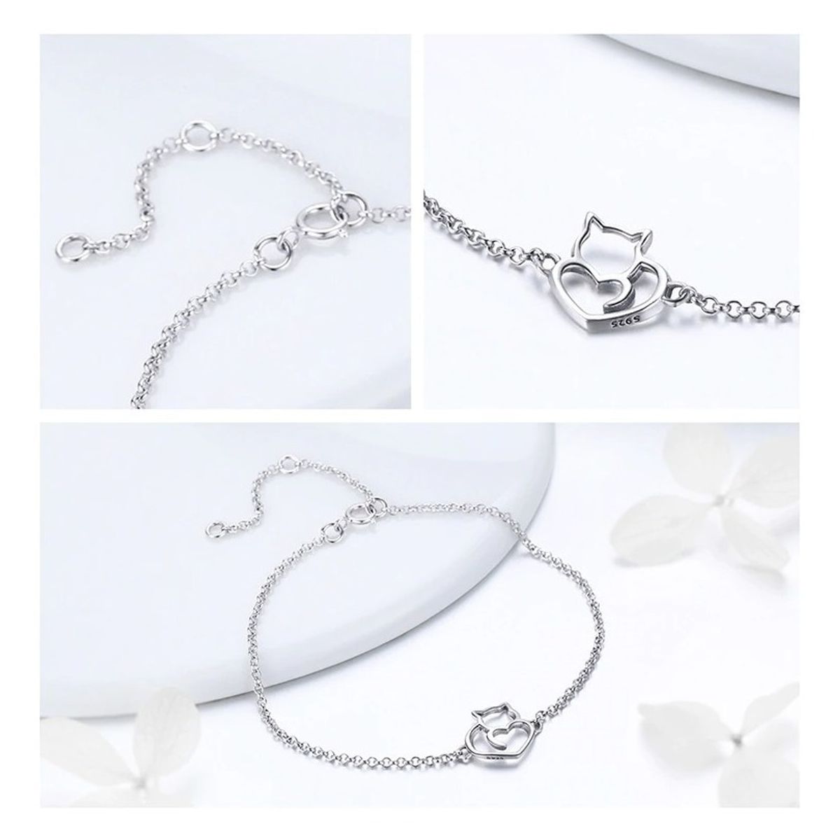 GENERICO - Pulsera Gato Plata 925 Gatito Adorable Mujer