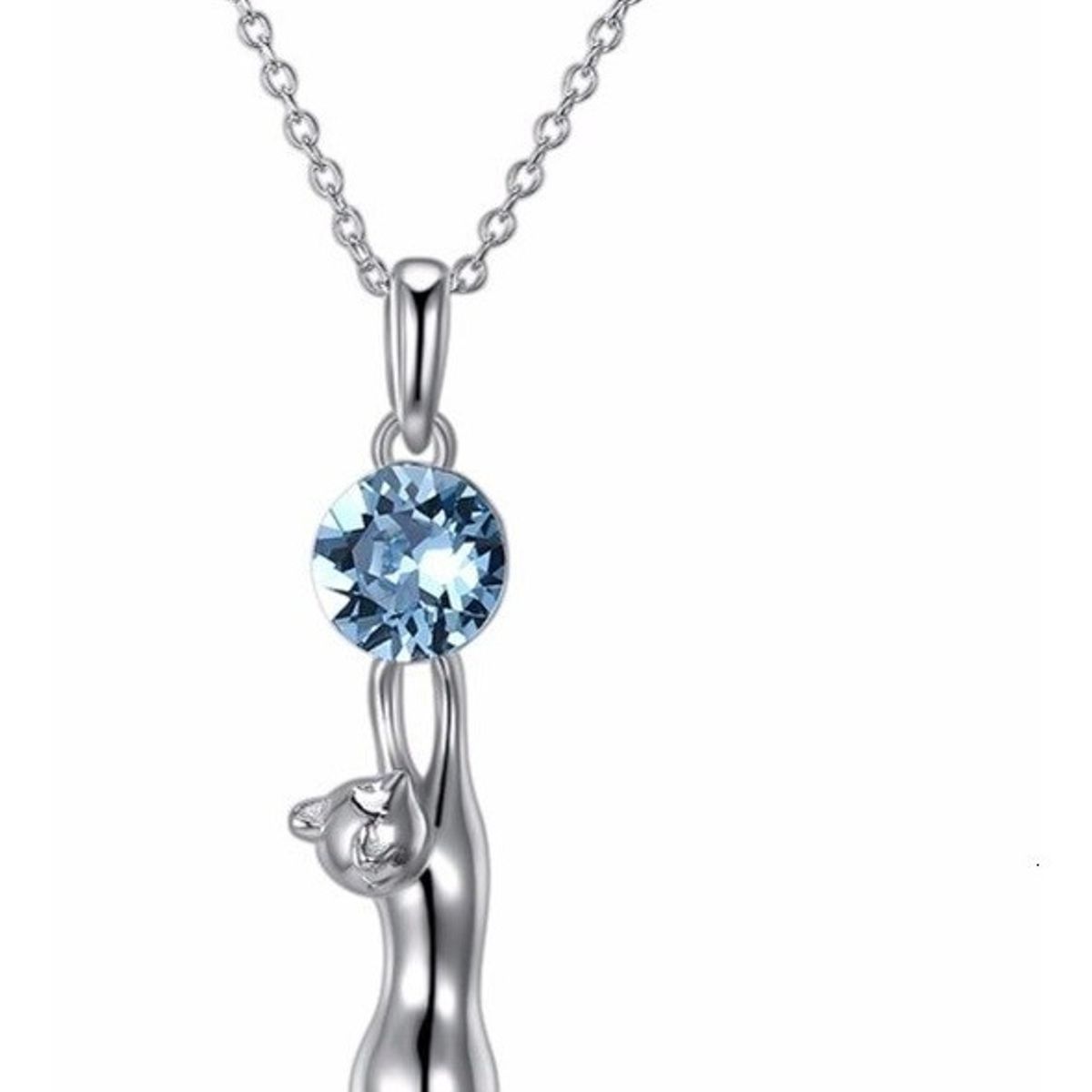 ELEGA - Collar Gato Tornasol Gatito Plata 925 Cristales Joyas Mujer