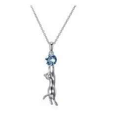 GENERICO - Collar Gato Tornasol Gatito Plata 925 Cristales Joyas Mujer