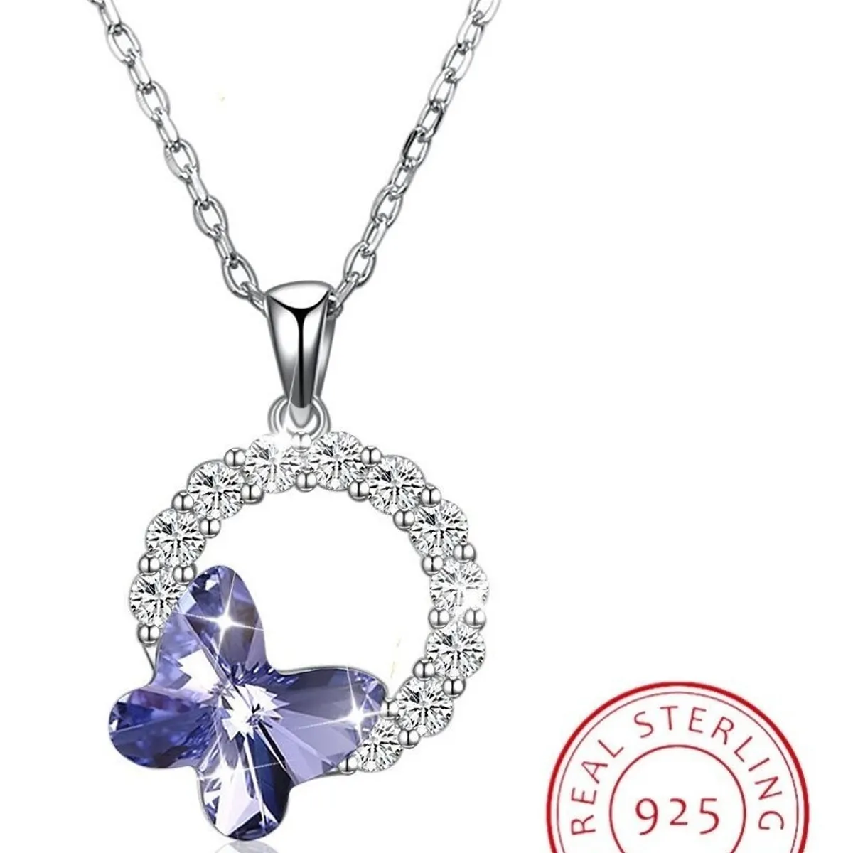 GENERICO - Collar Mariposa Cristales Swarovski Plata 925 Joyas Mujer