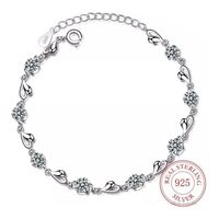 Pulsera Plata 925 Cristales Corazón Fino Regalo