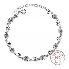 GENERICO - Pulsera Plata 925 Cristales Corazón Fino Regalo