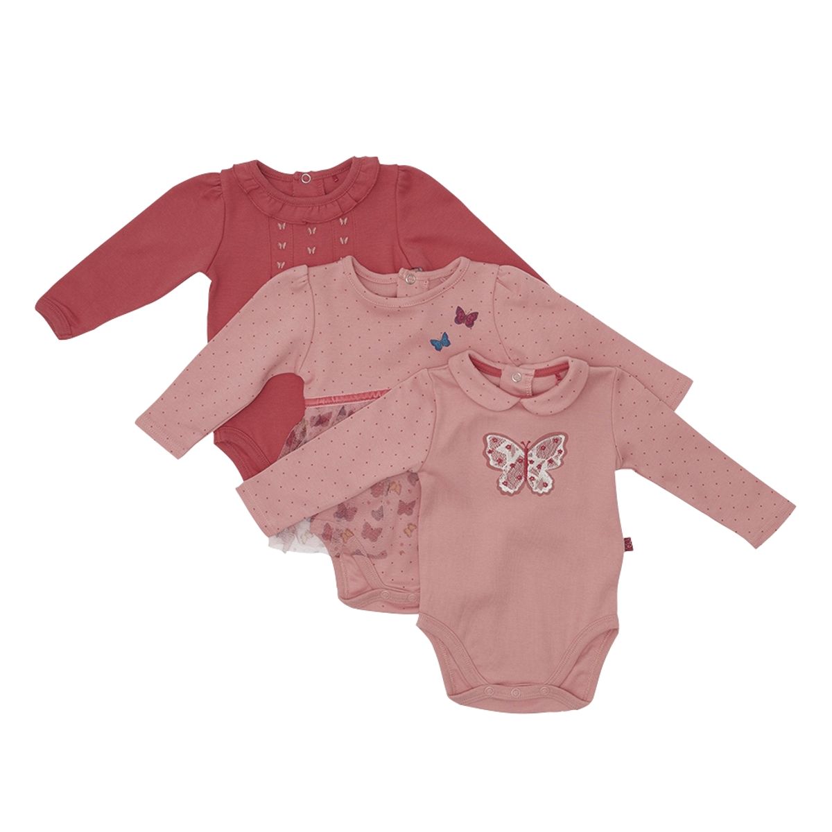 PILLIN - Pack 3 Pcs Body Bebé Niña Estampado Multicolor Pillin PILLIN