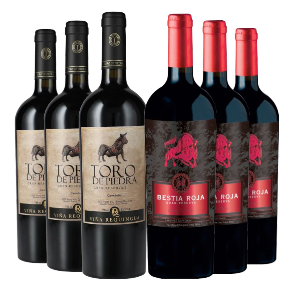 BBVINOS - 6 Vinos Parrilleros: Toro De Piedra Ca + Bestia Roja Gran Rva Cs