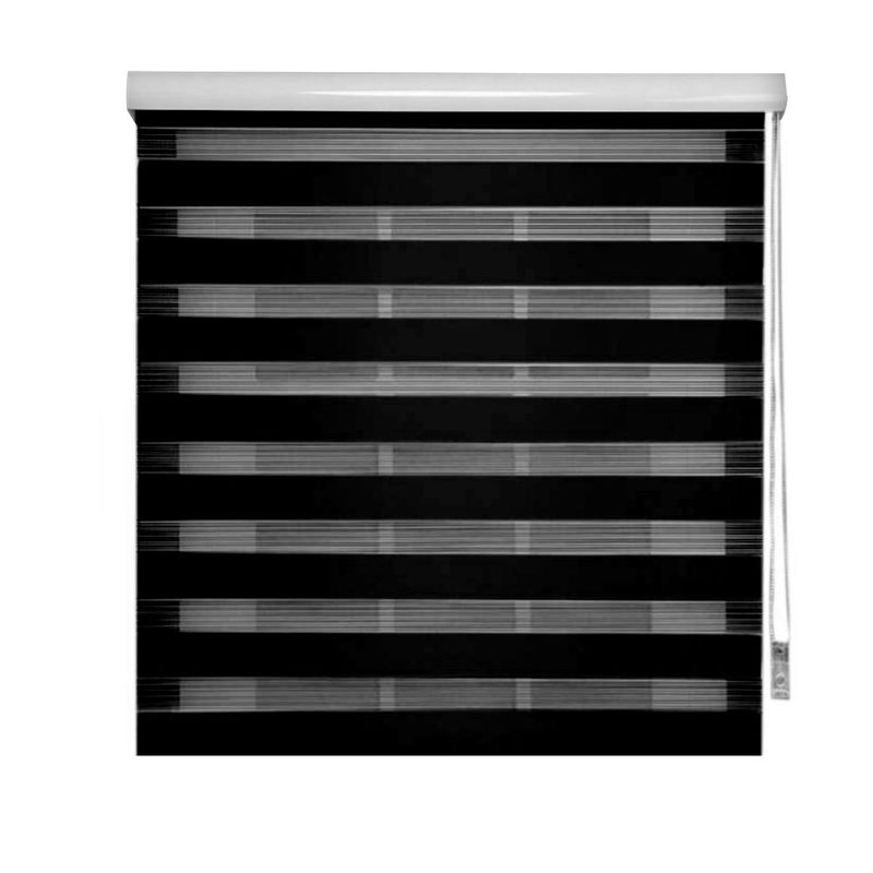 GENERICO - Cortina Roller Duo Zebra Dia Noche 200x200 Cm Negro