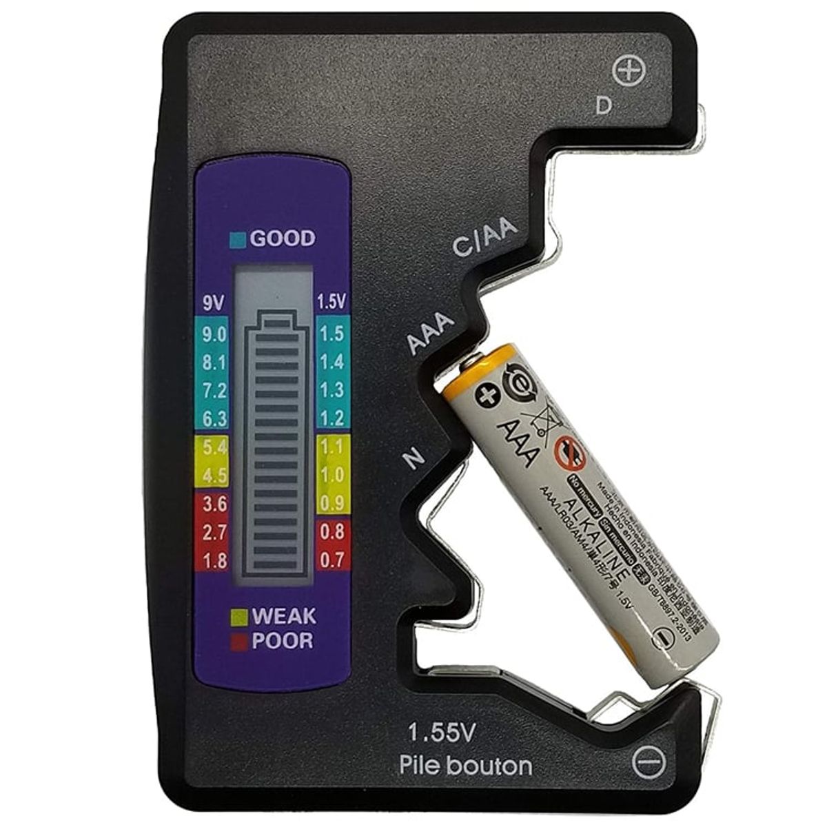 DM - Tester Probador de Pilas Baterías Digital 9V AA AAA