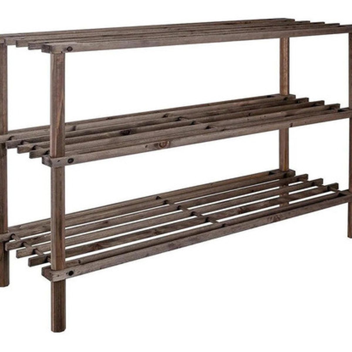 SOHOGAR - Zapatero organizador de madera con 3 niveles marrón oscuro